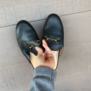 Elegant Black Loafers with Gold Detail